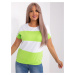 Ecru light green striped blouse larger size