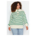 Trendyol Curve Green Striped Knitwear Sweater