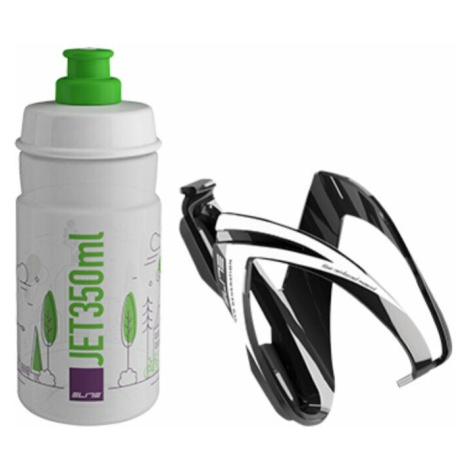 Elite Cycling CEO Bottle Cage + Jet Bottle Kit Black Glossy/Clear Green 350 ml Cyklistická fľaša