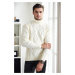 53285 Dewberry Slim-Fit Fisherman Corded Thick Mens Sweater-CREAM