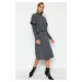 Trendyol Anthracite Wide Fit Midi Knitwear High Neck Dress-Sweater Suit