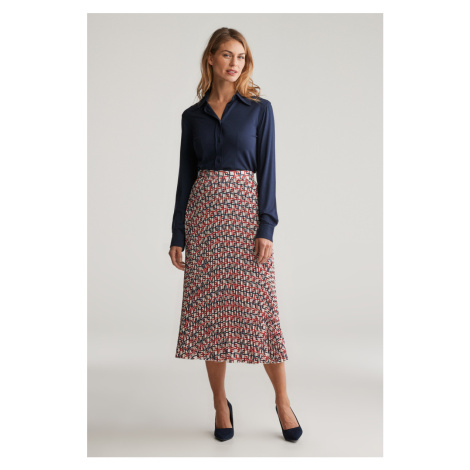 SUKŇA GANT GEOMETRIC PRINT PLEATED SKIRT CREAM