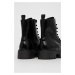 Členkové topánky Aldo dámske, čierna farba, na plochom podpätku