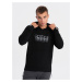 Ombre Men's non-stretch hooded sweatshirt with print - black