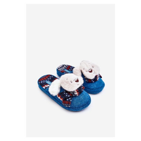Children's slippers with thick soles with teddy bear, blue, Dasca