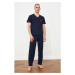 Trendyol Navy Blue Knitted Pyjama Set