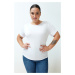 Trendyol Curve White Boat Neck Knitted T-shirt