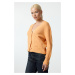 Trendyol Light Orange Wool Basic Crop Knit Cardigan