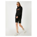 Koton Oversize Hooded Printed Sweatshirt Fleece Inner