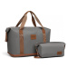 KONO set variabilná cestovná taška a kozmetická taštička - sivo hnedá - 26L
