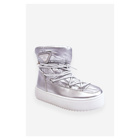 Warm lace-up snow boots silver Colina