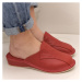 Dámske luxusné kožené červené papuče IVORA