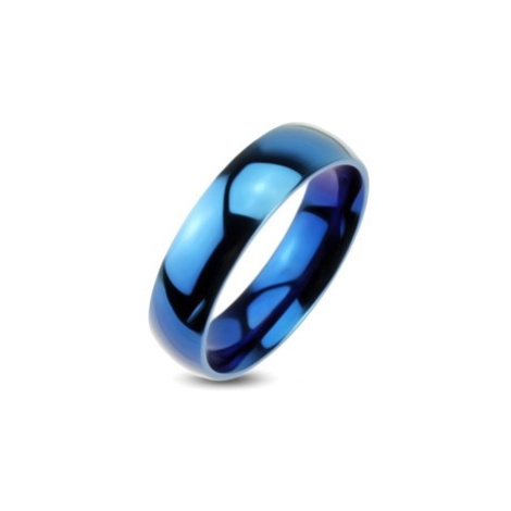 Modrá kovová obrúčka - hladký prsteň so zrkadlovým leskom - Veľkosť: 56 mm