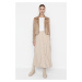 Trendyol Beige High Waist Buttoned Scuba Knit Skirt