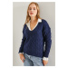 Bianco Lucci Women's Hair Knitting Pattern Sweater Knitted Sweater