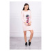Šaty s grafickou a farebnou 3D mašľou púdrovo ružové UNI