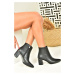 Fox Shoes Women's Black Thick Heeled Boots