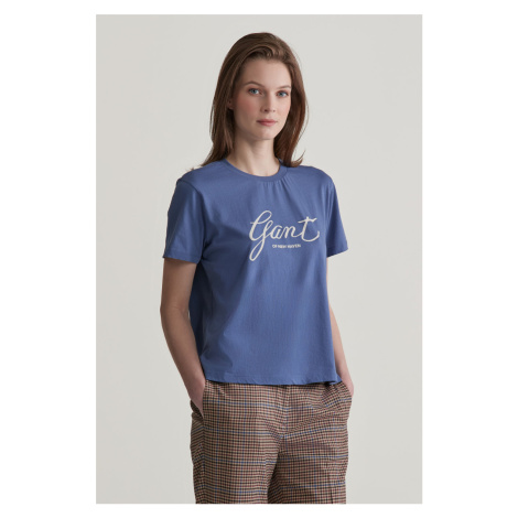 TRIČKO GANT REG SCRIPT T-SHIRT DUSTY NAVY