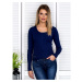 Ribbed blouse with bandage finish in navy blue