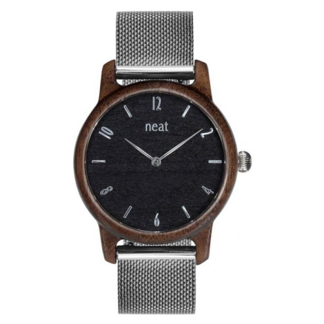 Drevené dámske hodinky strieborno-čiernej farby s kovovým remienkom