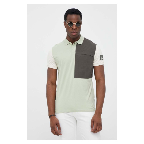 Bavlnené polo tričko Pepe Jeans Lambert zelená farba, vzorované