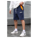 Madmext Navy Blue Printed Men's Capri Shorts 5487
