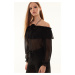 Trendyol Black Unlined Flounce Rose Detailed Woven Chiffon Blouse