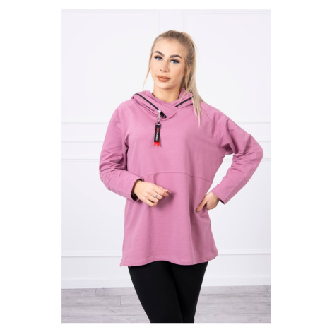 Tunic with zipper on hood Oversize dark pink