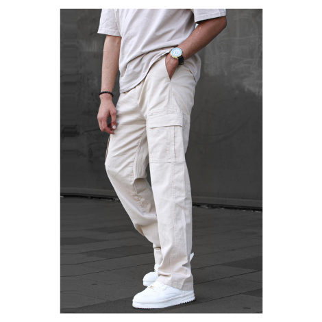 Madmext Men's Beige Cargo Pocket Baggy Trousers 6811