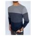 Men's Grey and Navy Blue Dstreet Sweater