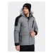 Ombre Men's winter jacket with adjustable hood with detachable fur - grey and black