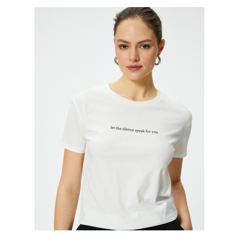 Koton Slogan Printed Crew Neck Short Sleeve Cotton