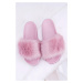 Dámske pohodlné šľapky v ružovej farbe s huňatou kožušinou