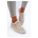 Beige leather women's sneakers with an openwork pattern Ilvima