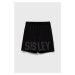 Detské bavlnené šortky Sisley čierna farba, nastaviteľný pás