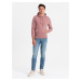 Ombre Men's BASIC cotton sweatshirt kangaroo hoodie - dark pink