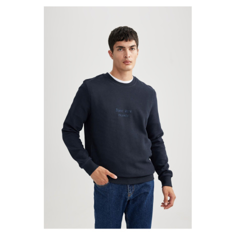 DEFACTO Rgular Fit Crew Neck Printed Waffle Sweatshirt