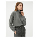 Koton Stand Collar Sweatshirt Textured Long Sleeve