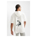 DEFACTO Fit Shaquille O'neal Oversize Wide Pattern Hooded Back Printed Short Sleeve T-Shirt