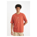 DEFACTO Orange Comfort Regular Fit Relaxed Cut Crew Neck Printed Cotton Short Sleeve T-Shirt