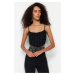 Trendyol Black Crop Lined Knitted Bustier with Shiny Stones