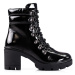 Pohodlné čierne dámske členkové topánky na širokom podpätku