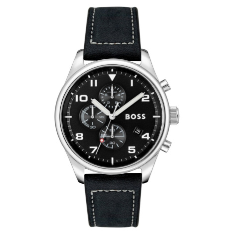 BOSS Analógové hodinky  čierna / biela Hugo Boss