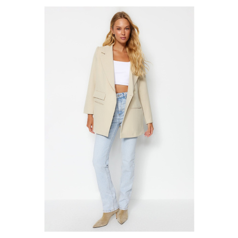 Trendyol Stone Oversize Lined Woven Blazer Jacket