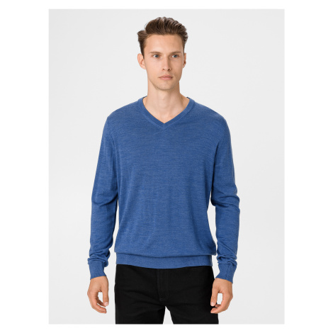 GAP Sveter merino v-neck sweater Modrá