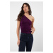 Trendyol Plum Smocking Detailed Fitted One-Shoulder Stretchy Knitted Blouse