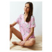 Trendyol Pink Stork Patterned Viscose Woven Pajama Set