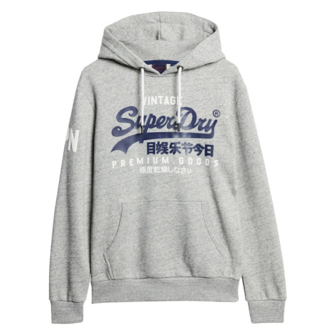 Superdry Mikina  tmavomodrá / sivá melírovaná / biela