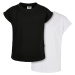 Girls' Organic T-Shirt with Extended Shoulder 2-Pack Black/White