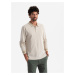 Ombre Men's melange polo longsleeve with embroidery - sand melange